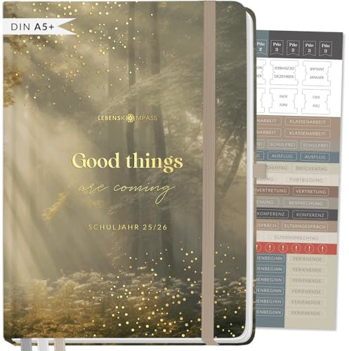 Lebenskompass Lehrerkalender 2025 2026 DIN A5+ Bliss” Hardcover Schulplaner für die Unterrichtsvorbereitung - idealer Planer für Lehrerinnen und Lehrer