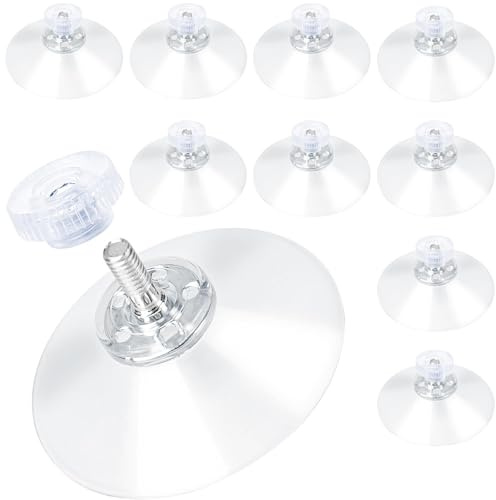 luckaide Saugnapf mit Gewinde, 10 Stück Saugnäpfe für Fenster, Ø40mm Saugnapf Fenster (Starke Haftkraft) mit transparenter Rändelmutter, Saugknöpfen, Saugnapf Schraubbar Ssuction Cup
