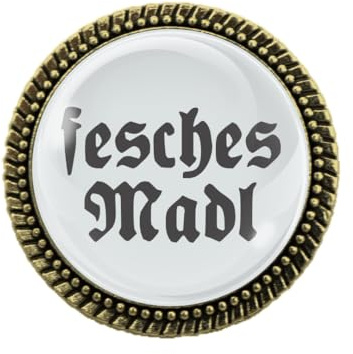 Gaudi-Brosche in Bronze fesches Madl von Woidladinger