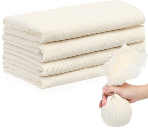 4 Piezas Tela Filtrante, 50x50cm Paños de Queso para Colar, Tela para Queso, Paño para Hacer Quesos, Telas Algodon Reutilizable, Paño para Cocina para Filtrar Frutas Leche Vino Líquidos