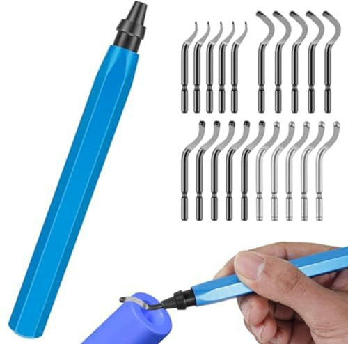 Vjsujehgy Herramienta de Desbarbado con Cuchillas de Acero de Alta Velocidad, Cabezal Giratorio de 360 Grados, Herramienta Profesional de Eliminación de Rebabas para Metal, Resina,B