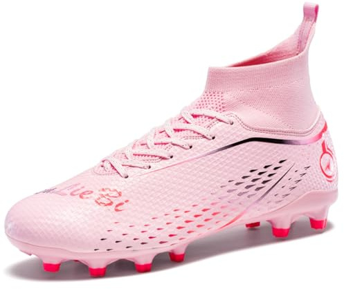 Chaussures de Football pour Hommes High Top Spikes Chaussures de Football d'entraînement extérieur pour Jeunes Chaussures de Sport athlétiques Professionnelles Turf Trainers