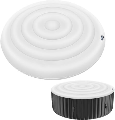 Cubierta hinchable para bañera de hidromasaje, redonda, cubierta de piscina inflable, accesorios de jacuzzi, cubierta térmica universal de ahorro de energía para jacuzzis, inflado rápido, con asa (160