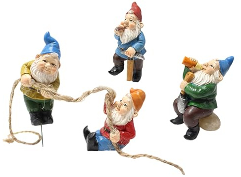 Garden Gnome Statue - Small Resin Figurine Pack, Outdoor Decoration Kit | Fun Climbing Gnome creates a scene and creates an attractive garden decoration for your home garden decorationGarden
