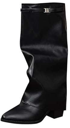 AEGJEGVD Bottes Femme Genou Haute Confortable Cuissarde Tirer Sur Automne Temps Hiver Boots Vintage Bottes Marche Classique Western Chaussures Botte Montantes Hipster Club Fête Escarpins Haute