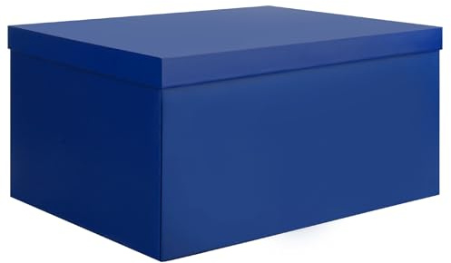 KISPATTI Aufbewahrungsbox, Blau Aufbewahrungsboxen mit Deckel 38 x 28 x 19 cm Große Aufbewahrungsbox mit Schleife Karton Aufbewahrungsboxen für Zuhause Schlafzimmer Wohnzimmer Büro Schule
