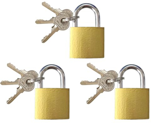 LifgWas 3 st 32 mm kroklås med nycklar - College locklås, resväskor, skåp, gymskåp, omklädningsrum och verktygslådor, guld