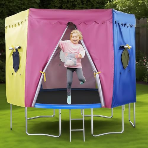 BESTXH Housses De Protection pour Trampoline, Housse De Protection pour Trampoline D'ExtéRieur RéSistante Aux UV, BâChe De Protection, avec FenêTre en Maille Respirante,Color,12FT