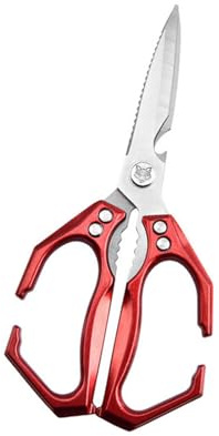 Uqezagpa Professional Bone Scissors For Fish Vegetables Aluminum Alloy Ergonomic Kitchen Shears Fish Scales Remover Vegetable Cutter