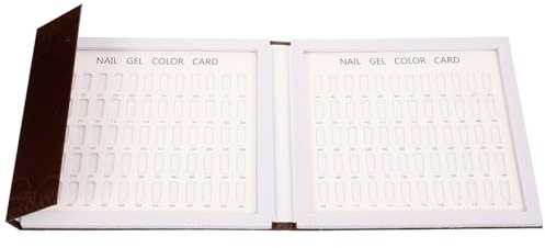 OUNONA Nail Gel Color Cards Display Book 120 Spaces ABS Paper Practice Nail Tips, for Practice