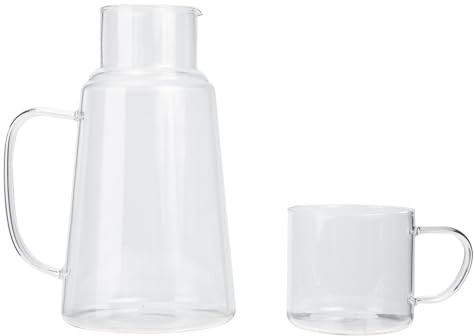 NUOBESTY Carafe à Eau Froide en Verre Borosilicaté 1300ml Couvercle Amovible, Grosse Capacité pour Jus et Boissons, Bouilloire de Conservation pour Usage Quotidien et Réception