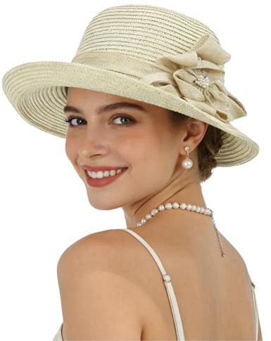 LY4U Damen Sonnenhut - Atmungsaktiver Sommerhut für Frauen mit UV-Schutz und Schleifenband, für Strand, Reisen und Outdoor