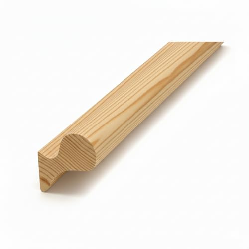 75mm x 62mm Pine Oak Primed Pigs Ear Wall Mounted Staircase Handrail 1.8m-4.2m (2.4m, Primed)