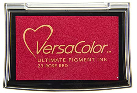 Tsukineko VersaColor Stempelkissen - Rot, Rose Red - Groß - Deckend, Wasserbasis - Wasserfest - Embossing