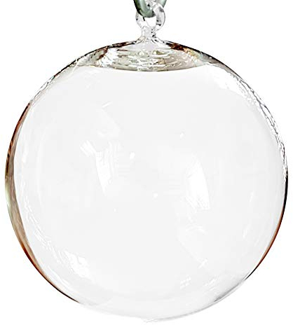 Sfera decorativa da appendere in vetro chiaro, Palla per appendere in cristalo transparente y soffiato con la bocca, decorazione da appendere, diametro 20 cm, progettato e realizzato dalla Oberstdorfer Glashütte
