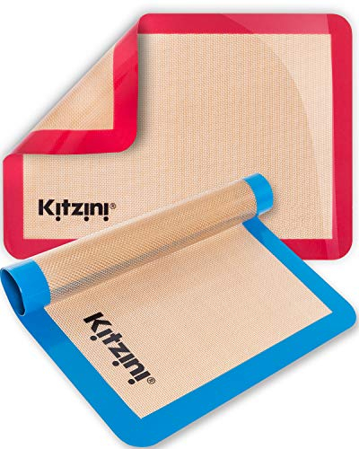 Kitzini - Set Tappetini Da Forno In Silicone - Spianatoia Per Impastare - Tappetino Antiaderente Professionale Senza Bpa -Riutilizzabile per Pasticceria, Dolci, Biscotti, Macaron Pane -Set Da 2