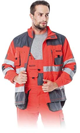 Arbeitsjacke Reflektoren Warnschutzjacke Warnjacke Warnschutz Warnschutzkleidung Sicherheitsjacke Schutzjacke L rot