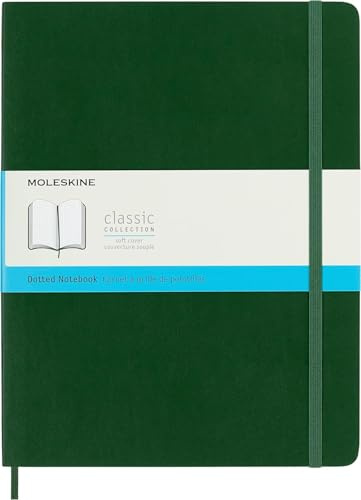 Moleskine Classic Notebook, Soft Cover, XL (7.5 x 9.5) Dotted, Myrtle Green, 192 Pages