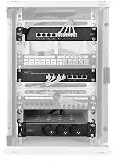 DIGITUS Set da 10 pollici - Armadio di rete 9U grigio - Scaffale - Ciabatta elettrica - Pannello patch a 8 porte - Switch Gigabit a 8 porte
