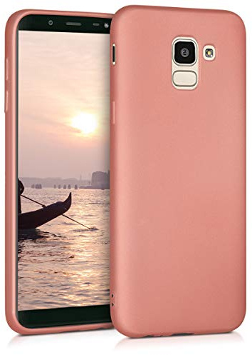 kwmobile Case kompatibel mit Samsung Galaxy J6 Hülle - Schutzhülle aus Silikon metallisch schimmernd - Handyhülle Metallic Rosegold
