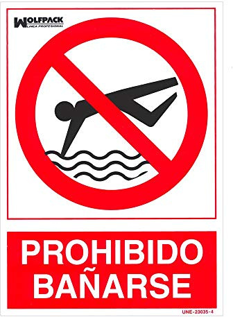 Cartel Prohibido Bañarse 30x21 cm.