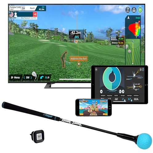 PHIGOLF Phigolf2 Golf Simulator with Swing Stick for Indoor & Outdoor Use, Golf Swing Trainer with Upgraded Motion Sensor & 3D Swing Analysis, Compatible WGT/E6 Connect APP, Works with Smartdevices