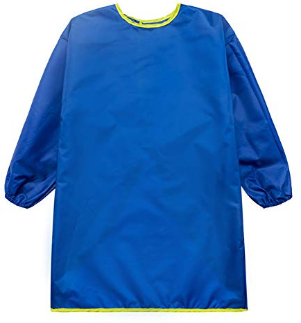 Yundxi Kinder Malkittel, Kinder Bastelkittel, Bastelschürze, Kinder Schürze - Malschürze mit Langarm (Königsblau, Groß)