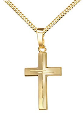 Kreuz-Anhänger 750 Gold 18 Karat mit Diamantschliff Kreuz in Kreuz Gold Kreuz für Damen, Herren und Kinder Ketten-Anhänger mit Schmuck-Etui