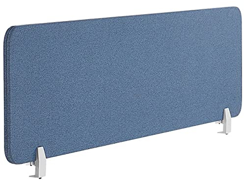Beliani Schreibtisch Trennwand Akustik Polster blau 130 x 40 cm Schallschutz Wally