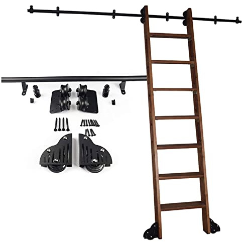 DMCHENGMA Rolling Ladder Hardware Library Sliding Ladder Hardware Kit 3.3ft-20ft Round Track/Rail(No Ladder) Mobile Ladder Track, with Floor Roller Wheels(10ft/300cm Track kit)