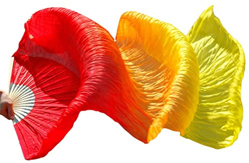 1 Paar/1 Stück Kunstseide Bauchtanz Schleier Fächer Rippen handgefertigt gefärbt Leistung lange Fächer Bauchtanz Kunstseide Fans Figur 8 1 Paar - 180 x 90 cm