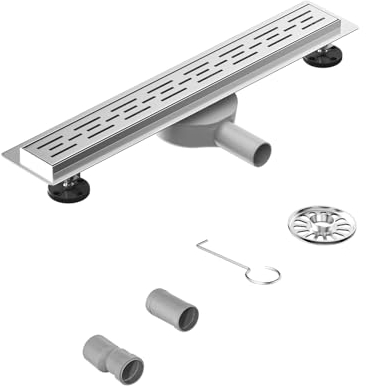 Neodrain Duschrinne 60cm Edelstahl Bodenablauf 360° Siphon Duschablauf Flach mit Geruchsstop, Haarsieb und Adapter Für Duschen