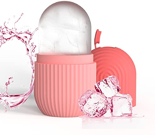 Joyeee Ice Roller, massage de la glace pour les yeux réutilisable, beauté du visage, soins de la peau compresse de glace rétrécit les pores réduit les poches améliore l'élasticité de la peau. (Rose)