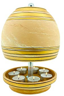 HP-TLL Art-Design, Ägypt Marbled Gelb-Gold XXL 7 Teelichter, HANDBEMALT – Teelichtlampe, Notheizung Teelichtofen, * IN 2022 ÜBER 18000 Produkte VERKAUFT Sehr zufriedene Kunden!