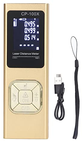 Medidor Láser, Medidor de Distancia Láser Digital IP54 Carcasa de Aleación de Aluminio a Prueba de Polvo con LCD Retroiluminado para Exteriores (100 metros)