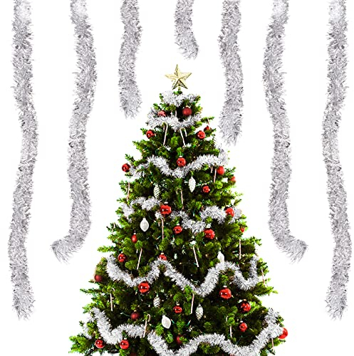 Aitsite 20M/Pack of 10 Lametta Weihnachtsbaum, Lametta Silber Weihnachtsdeko Weihnachtsbaum Girlande Weihnachten deko Party Weihnachtsfeier Weihnachtsdekoration Hängende Geburtstagsparty Dekoration
