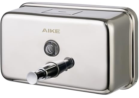AIKE Dispenser di sapone in acciaio inossidabile aggiornato, montato a parete, capacità grande di 1100 ml, distributore manuale di sapone liquido antiruggine per uso commerciale e domestico AK1005