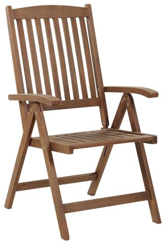 Beliani Gartenstuhl Akazienholz Dunkelbraun verstellbar klappbar mit Armlehnen Amantea