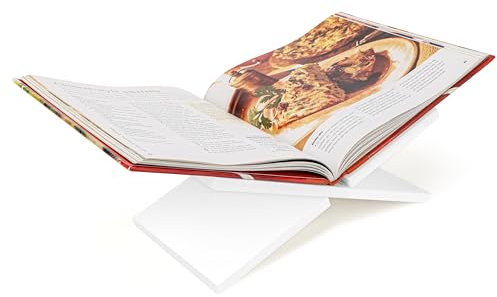 Belle Vous White Acrylic Recipe Book Stand Holder - Display Easel for Cookbook, Textbook & Magazine - for Coffee Table or Kitchen Counter Reading