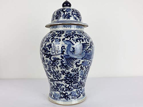 Vase en porcelaine chinoise avec couvercle - Hauteur : 40 cm - Diamètre : 20 cm