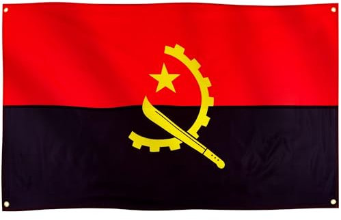 Runesol Angola Flagge, 91x152 cm, 4 Ösen, eine in jeder Ecke, Angolanische Republik Flagge, Premium-Flaggen für drinnen und draußen, Fahne, lebendige Farben, Tag der Befreiung