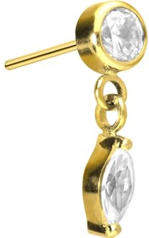 PIERCINGLINE Titan Aufsatz mit Push Pin KRISTALL + KRISTALLTROPFEN OHNE Labret Stecker Piercing Ohr Tragus Helix Conch Farbauswahl
