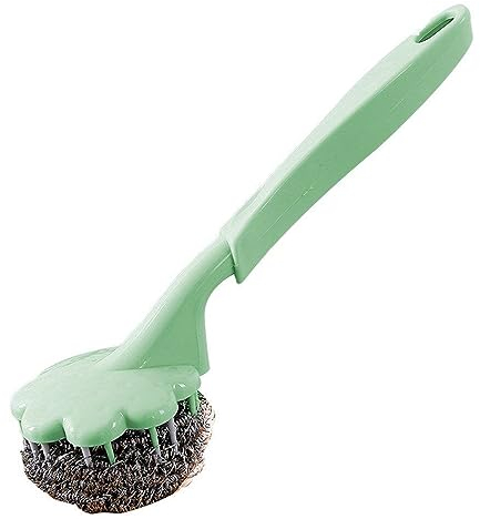 Stainless Steel Scrubber with Plastic Handle, Steel Wool Scrubber for Cleaning Dishes, Metal Sponges for Pots, Sink, Pans, Grills