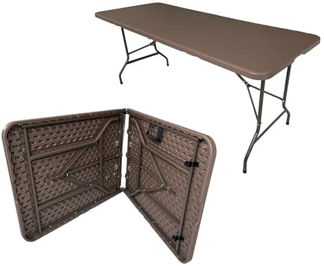 eacommerce Tavolo Pieghevole Richiudibile per Feste Sagre Fiere Giardino Campeggio Camping (180x75x72 cm, Marrone)