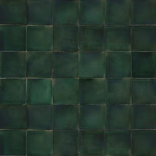 Cerames Azulejos de mosaico de color sólido Verde Brillante - México de cerámica mosaico, México Azulejos verdes para cocina, pared posterior de la cocina Un paquete de 30 azulejos 10,5 x 10,5 cm
