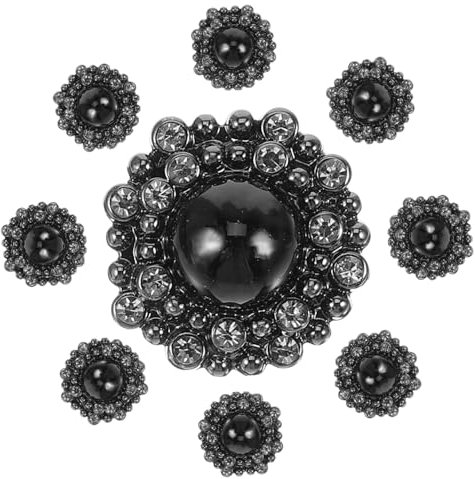 SEWACC 10st Diamantschnalle Annähen Von Knöpfen Für Kleidung Blazerknöpfe Ersatzknöpfe Schwarze Zierleiste Metalldekor Bastelknöpfe Strasssteine ​​zum Basteln Hemd Legierung Knopf Runden