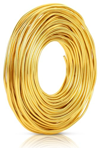 Alambre Dorado de 20 m x 3 mm para Manualidades, Joyas y Bisutería - Aluminio Inoxidable para Modelar