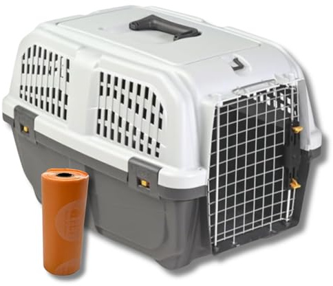 Pet’s Market Trasportino Skudo 1 Gatto Cane Rigido Sacchetti Igienici in Omaggio Accessorio da Viaggio Animali Porta in Ferro Fessure Conforme agli Standard Aerei (1 (48x31,5x31h))