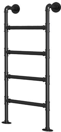 Ausstiegsleiter für Kellerfensterschacht, schwarze Leiter aus Schmiedeeisen für Etagenbetten im Hochbett robuste Not-/Feuerleiter, an der Wand montierte Metallleiter für hohe Betten im Außenbereich(10