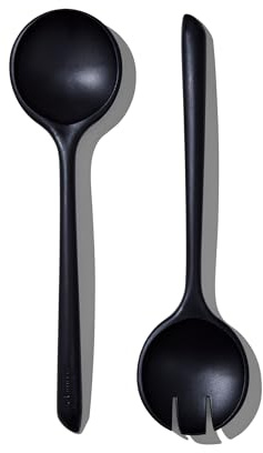 Put a lid on it | Salad Serving Spoon and Fork Set | | Kitchen Utensils | Durable, Lightweight, and BPA-Free | Ideal for Pasta & More | Pepper Color